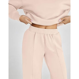 Conjunto Deportivo de 2 Piezas para Mujer, Top Corto y Pantalones Acampanados de Algodón, Sudadera con Capucha, Ropa de Invierno para Correr, Atuendo Moderno OEM - Product Image 4