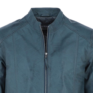 <b>Men's</b> Slim Fit Genuine Moto <b>Jacket</b> Stand Collar Zipper Closure Solid Color <b>Long</b> Sleeve Real Biker Style - Product Image 6