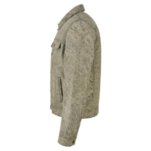 Chaqueta de Cuero Estilo Camionero para Hombre, Diseño Vintage Gris Desgastado, Ropa Exterior Clásica Informal, Proveedor de Marca Privada OEM ODM - Product Image 2