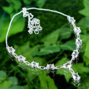 สร้อยคอไวท์โทแพซวินเทจทำมือ เงินแท้ ดีไซน์มินิมอล จี้ห้อยประดับอัญมณี ของขวัญสำหรับผู้หญิงและเด็ก - Product Image 5