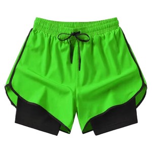 Pantalones Cortos Deportivos de Cintura Alta para Hombre, Color Sólido, Cordón Ajustable, Secado Rápido, Spandex, Poliéster, Franja Lateral Negra, Longitud Corta, OEM, ODM - Product Image 4