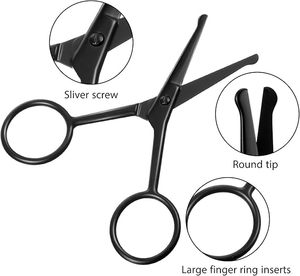 High End Stainless Steel Nose Hair Trimming Scissors Safety Rounded Tip Grooming <b>Tool</b> Professional Facial Hair <b>Removal</b> Scissors - Product Image 5