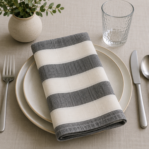 Accessoire de table à manger moderne et élégant Serviettes en lin bicolore Serviettes et accessoires en tissu de qualité supérieure - Product Image 4