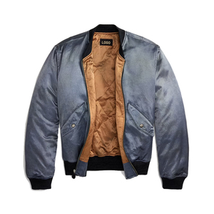Premium Embroidered Satin Winter <b>Flight</b> <b>Jacket</b> <b>Men</b> Vintage OEM Custom Luxury Bomber Streetwear Outerwear Front Logo Zipper - Product Image 3