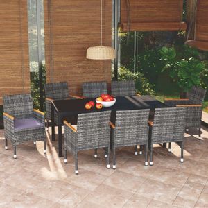 <b>Grey</b> Rattan Garden Dining Set 8 Seater Weather Resistant Outdoor Furniture Contemporary Style Steel <b>Frame</b> - Product Image 1