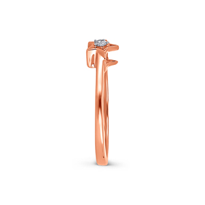 Bague élégante en or rose, design minimaliste étoile filante avec accent diamant, diamant rond étincelant de 0,35 ct - Product Image 3