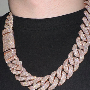 Collar Gargantilla Redondo de Moissanita Brillante, Plata 925 Bañada en Oro Amarillo, Joyería de Lujo para Hombres y Mujeres, Estilo Hip Hop, Eslabones, Iceout, Fiesta - Product Image 6