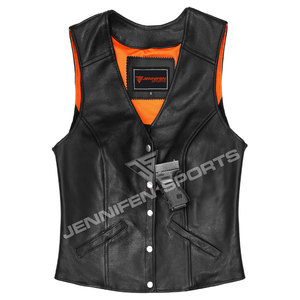 Chaleco de Motocicleta Clásico de Piel de Cordero Auténtica para Mujer, Corte Ajustado, Ropa de Invierno, Chaqueta Casual de Motociclista con Cierre de Botones - Product Image 2