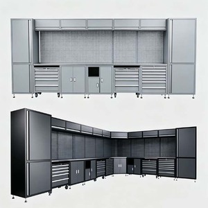 Modular Metal Tool Cabinets Powder Coating Pegboard Storage 12 Drawers Industrial Design Customizable Length <b>Padlockable</b> Doors - Product Image 1