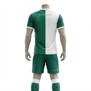 Custom Green <b>White</b> Soccer Jersey Shorts <b>Socks</b> Set Football Teamwear Sports Uniform Wholesale OEM Manufacturer Supplier Custom - Product Image 2
