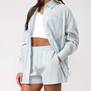 Shorts côtelés en cachemire pur tricoté avec poches et bande élastique pour femme - Product Image 5