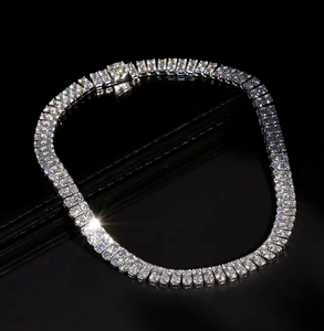 Luxury Square Moissanite Tennis Chain <b>Necklace</b> Iced Out Hip Hop Jewellery Diamond Look <b>Statement</b> Gift - Product Image 1