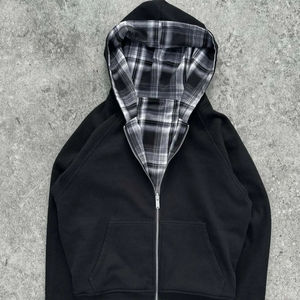 Sudadera con capucha extragrande de doble cara estilo gótico para mujer – Estilo Joker con cremallera para ropa urbana |   Sudadera con capucha de moda coreana para parejas - Product Image 3