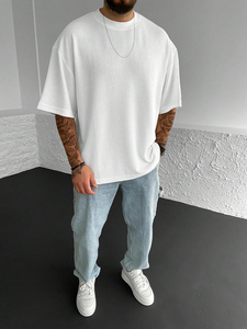 High Quality Cotton Custom Logo Oversize T-Shirts For Men's <b>Blank</b> Heavy <b>Weight</b> Oversized Printing Men's Streetwear T-Shirts - Product Image 3