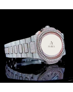นาฬิกาข้อมือผู้ชายแบบสองสีประดับเพชรโมอิสซาไนต์และควอตซ์  คริสตัลแซฟไฟร์  ดีไซน์หรูหรา แฟชั่นฮิปฮอป  แบบอนาล็อก - Product Image 5
