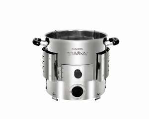 Poêle à bois moderne FUELNZEL Star 24 en acier inoxydable - Chauffage autonome écologique et durable pour cuisine, ferme, maison, Delhi - Product Image 4