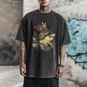 Men Regular Fit Short Sleeve Knitted T-Shirt Light Gray O-Neck 100% Cotton Breathable Streetwear Customizable Design Front <b>Logo</b> - Product Image 5