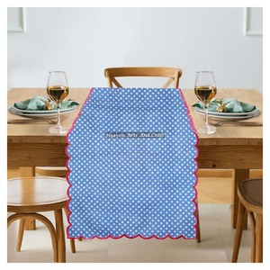 Indian Hand Block Floral Print Cotton Cloth Embroidery Edge Bohemian Style Reusable Eco-Friendly <b>Table</b> <b>Runner</b> for Wedding Party - Product Image 2