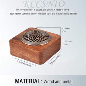 Brûleur d'encens carré en bois moderne, Mabkhara en bois avec finition antique et couvercle filigrané pour Oud et Résine - Product Image 5