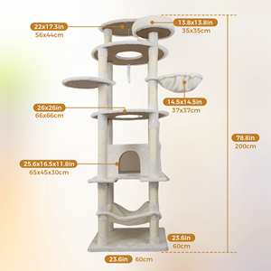 Cute Beige Sisal Jute Modern <b>Cat</b> Scratcher Multi-Level <b>Cat</b> Tree <b>Tower</b> Easy Assembly Indoor Pet Furniture Condo Removable Carton - Product Image 6