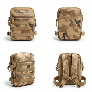 Premium Tactical Desert Camouflage Nylon Storage Organizer <b>Pouch</b> Adjustable Shoulder Strap Multi Compartment <b>Water</b> Resistant - Product Image 4