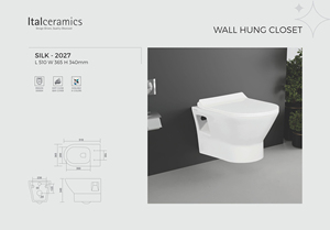 โถสุขภัณฑ์แบบแขวนผนังทรงสี่เหลี่ยม รุ่น Silk One Piece Modern Ceramic ระบบ Dual-Flush พร้อม P-Trap - Product Image 1