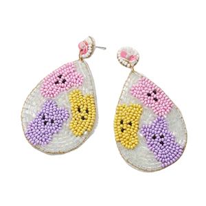 Boucles d'oreilles à fleurs perlées au design floral complexe fait à la main bijoux de déclaration légers pour la mode de tous les jours du printemps et de l'été - Product Image 5