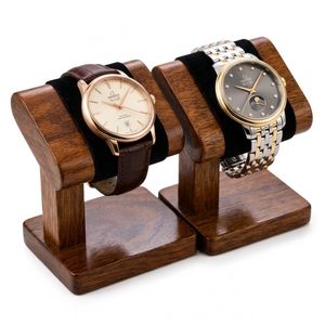 Soporte de Madera para Reloj con Almohadilla de Cuero Negro, Diseño Minimalista para Exhibición en Escritorio - Product Image 5