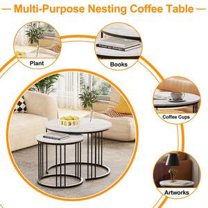 Mesa de Centro de Mármol Sintético, Mesas Auxiliares Modernas para Sala de Estar, Mesas Laterales para Espacios Pequeños - Product Image 6