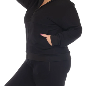 ชุดลำลองมีฮู้ดสำหรับผู้หญิง แบบเรียบ/ลายพิมพ์ ชุดออกกำลังกาย 2 ชิ้น เสื้อผ้าลำลองสำหรับออกกำลังกายและฟิตเนส ผ้าฝ้าย 100% ชุดจ็อกเกอร์มีฮู้ด - Product Image 5