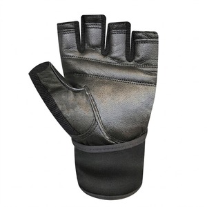 Premium <b>Black</b> Genuine Leather Gym Gloves – Professional Half Finger Weightlifting Gloves with Padded Palm Support – Breathable - Product Image 4