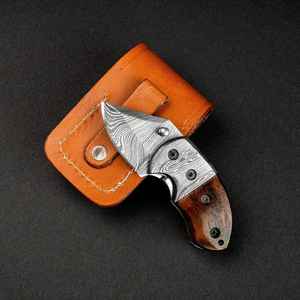 Couteau pliant en acier Damas de haute qualité, au design élégant et tendance, avec manche en bois confortable et prise en main solide, pour usage industriel. - Product Image 1