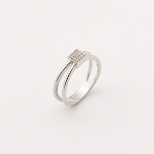 925 Sterling Silver Womens Square Cluster <b>Ring</b> with Cubic Zirconia Micro Pave Geometric Minimalist <b>Split</b> Band Design High Polish - Product Image 2