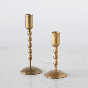 Refined <b>brass</b> candle <b>holder</b> designed for tasteful decorative arrangements in residential and hospitality settings alike - Product Image 2