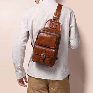 Genuine Leather Vintage <b>Chest</b> Bag Fashion Crossbody <b>Small</b> Messenger Men Cross Sling Bag Customizable Color Logo High Quality - Product Image 4