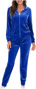 Ensemble de survêtement en velours premium pour femmes, deux pièces, sweat à capuche à fermeture éclair à manches longues et pantalon assorti, tenue décontractée d'hiver - Product Image 3