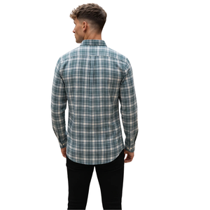 Teal Blue Plaid <b>Men</b> <b>Flannel</b> <b>Shirt</b> Long Sleeve Button Down Checkered Casual <b>Shirt</b> Soft Brushed Fabric Fashion Streetwear - Product Image 2