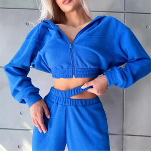 Conjunto Casual de Dos Piezas para Mujer, Sudadera de Forro Polar con Cierre y Manga Larga, Pantalones a la Cintura - Product Image 3