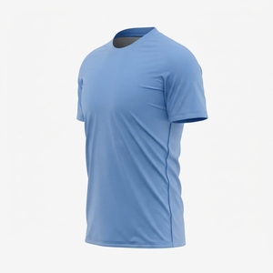 Maillot de football à col rond pour homme, manches courtes, respirant, coupe athlétique, polyester, couleur unie, vêtements pour toutes les saisons - Product Image 3