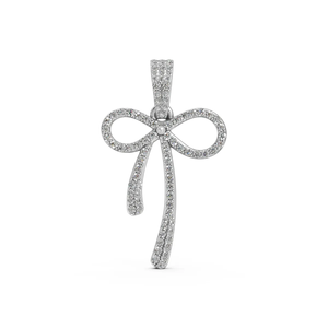 Pendentif nœud en diamant BRILLIANT DIAMANT pour femme, 0,55 carat, diamant de laboratoire, or 14 carats, certifié IGI, plaqué rhodium, bijoux fins minimalistes - Product Image 1