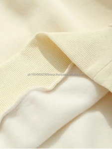 Sudadera personalizada de lana con borde acanalado para cortar y coser, sudadera beige con cuello falso para hombre - Product Image 3