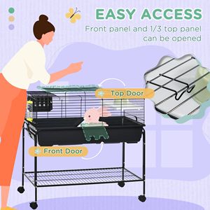 Gabbia Rimovibile a Due Piani per Piccoli Animali con Ruote e Ripiano per Porcellini d'India, Ricci, Cincillà, Furetti - Supporto Incluso - Product Image 5