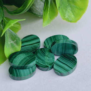 พลอยมาลาไคต์ทรงรีธรรมชาติแบบแบนสีเขียว - Product Image 4