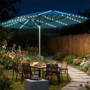 Ombrellone da Esterno Blu per Terrazzo e Patio con Base - Product Image 1