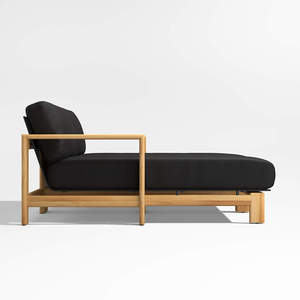 Angelia Daybed Made Of Solid Teak Wood High Quality With Natural Wood and Black Cushion For Outdoor Use. - Product Image 3