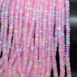 ลูกปัดโอปอลเอธิโอเปียสีชมพูทรงรอนเดลล์ ขนาด 4-5 มม. ความยาว 16 นิ้ว ร้อยเป็นเส้นเรียบเนียน สำหรับทำเครื่องประดับ - Product Image 1