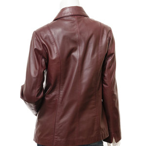 Women's Genuine <b>Leather</b> Blazer Full Sleeve Turn-down Collar Single Breasted Winter solid Color Regular Length - Product Image 2