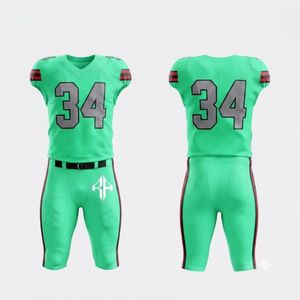 Uniforme de Fútbol Americano Verde con Cuello en V, Estampado Sublimado, Ropa Masculina de Manga Corta, 100% Poliéster, Material de Alta Calidad para Hombre - Product Image 1
