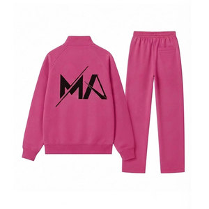 Unisex <b>Pink</b> <b>Tracksuit</b> <b>Set</b> 100% Polyester Full Zip 320 Gsm Matching Pants Casual Autumn Wear - Product Image 2
