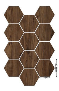 Carreaux muraux hexagonaux autocollants en PVC/PET, design grain de bois et marbre, installation facile, décoration murale intérieure, directement de l'usine - Product Image 4
